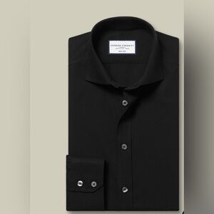 Charles Tyrwhitt Black Dress Shirt with Spread Collar